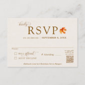 Herfst Leaf Rustiek Beige Herfst Huwelijk QR Code Informatiekaartje (Voorkant)