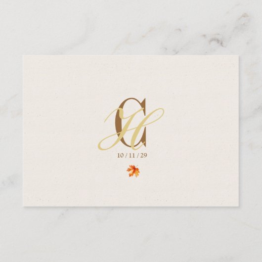 Herfst Leaf Rustiek Beige Herfst Huwelijk QR Code  Informatiekaartje (Achterkant)