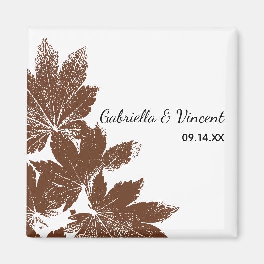 Herfst Leaf Stamp Wedding Magneet (Voorkant)