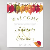 Herfst Leaf String Lights Wedding Reception Welkom Poster (Voorkant)
