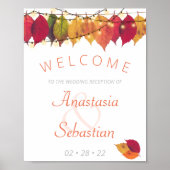 Herfst Leaf String Lights Wedding Reception Welkom Poster (Voorkant)