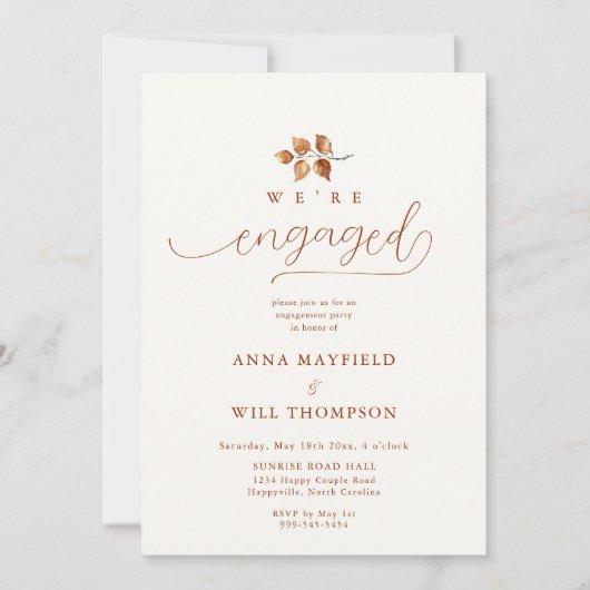 Herfst Leaf Terracotta Zachte Kalligrafie Verlovin Kaart (Voorkant)