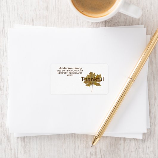 Herfst leaf "thankful" Return Address Label (Insitu)