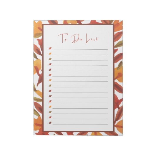 Herfst Leaf To Do List Notitieblok (Linkerzijde)