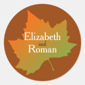 Herfst Leaf Trouwstickers Ronde Sticker (Voorkant)