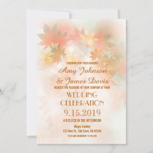 Herfst Leaf Wedding Invitations Kaart