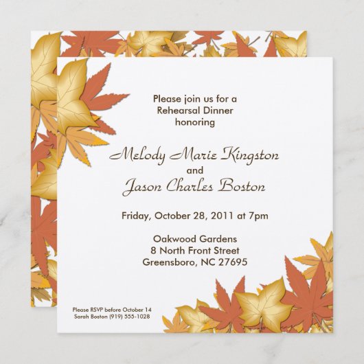 Herfst Leaves Square Invitaties Kaart (Voorkant / Achterkant)