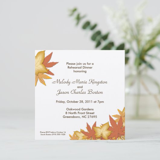 Herfst Leaves Square Invitaties Kaart (Staand voorkant)