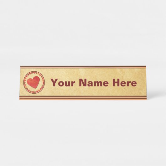 herfst leder hart oud papier bureau naambordje (Voorkant)