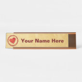 herfst leder hart oud papier bureau naambordje (Voorkant)