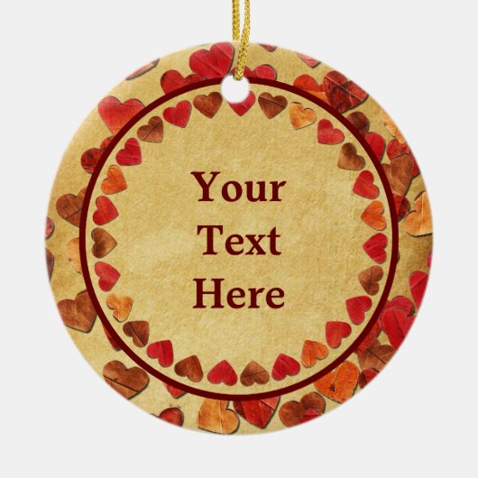 herfst leder hart oud papier keramisch ornament (Voorkant)