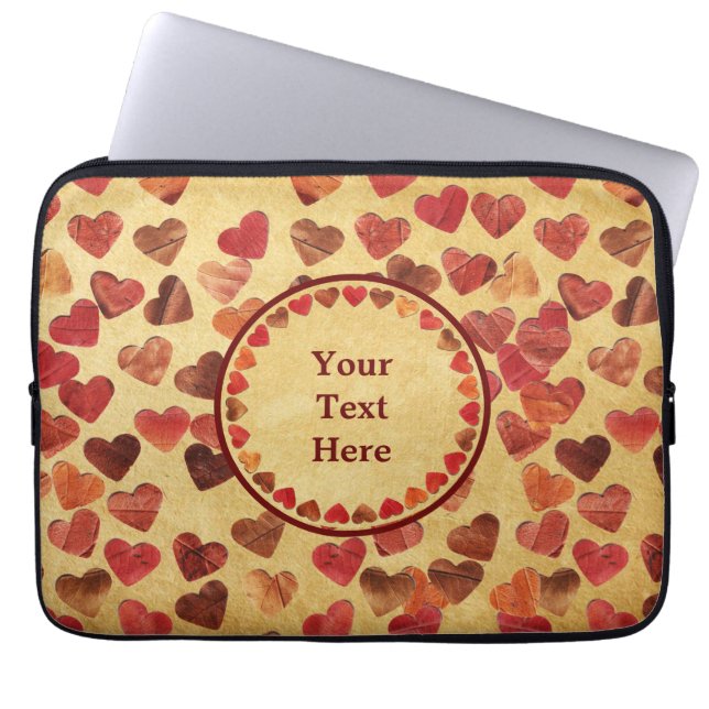 herfst leder hart oud papier laptop sleeve (Voorkant)