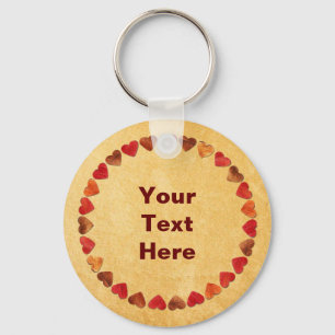 herfst leder hart oud papier sleutelhanger