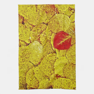 Herfst leder - Kunst keukenhanddoek schilderen