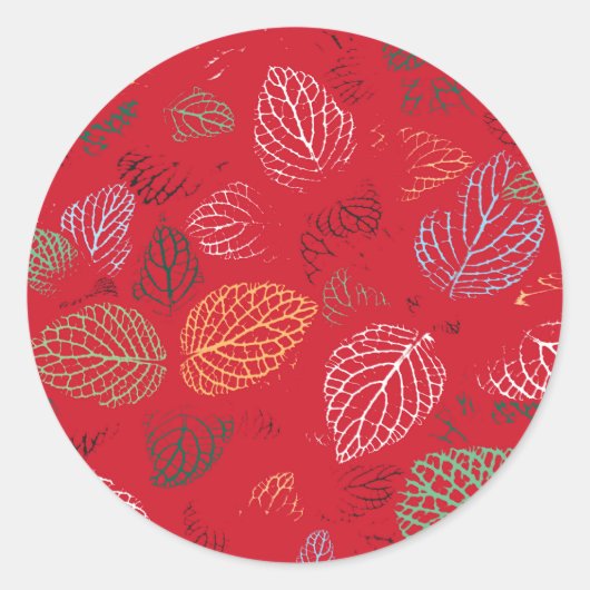 Herfst, lederen patroon ronde sticker (Voorkant)