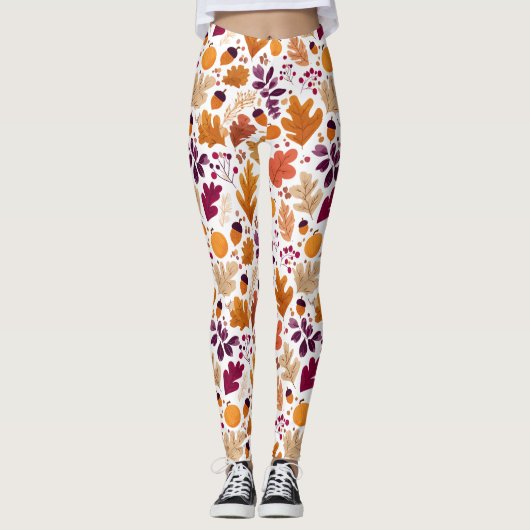 Herfst Leggings - Herfstbladeren & eikels Patroon (Voorkant)