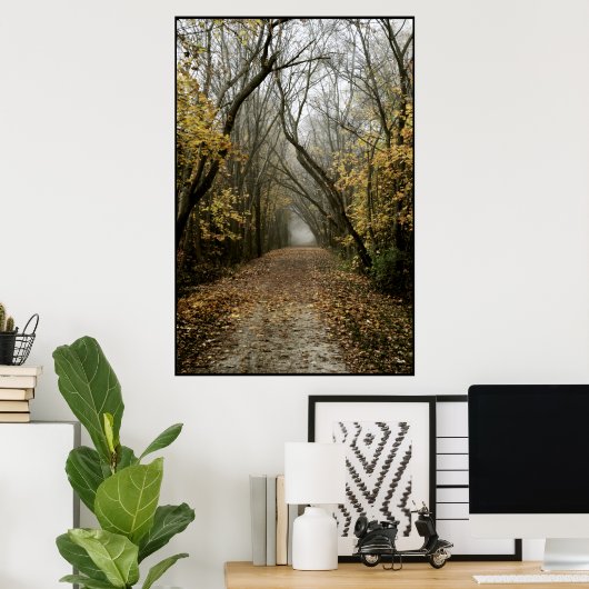 Herfst leidt naar de mist poster (Thuiskantoor)