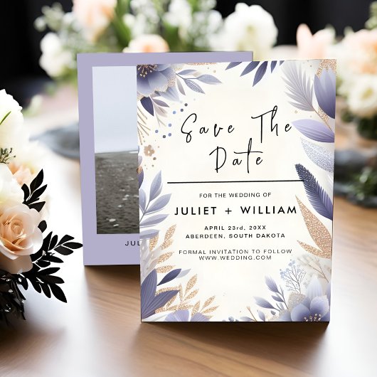 Herfst lente pruim lavendel sage bruiloft save the date