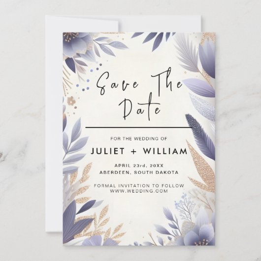 Herfst lente pruim lavendel sage bruiloft save the date (Voorkant)
