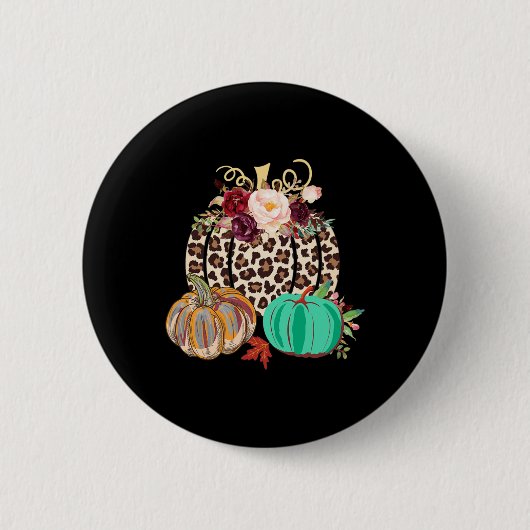Herfst Leopard Cheetah Pumpkin Rustic Halloween da Ronde Button 5,7 Cm (Voorkant)