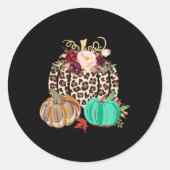 Herfst Leopard Cheetah Pumpkin Rustic Halloween da Ronde Sticker (Voorkant)
