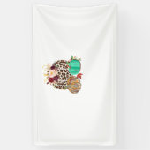 Herfst Leopard Cheetah Pumpkin Rustic Halloween da Spandoek (Verticaal)