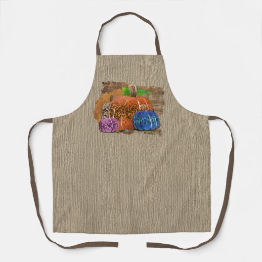 Herfst leopard drukt najaarpompoenen af op spelden schort (Voorkant)