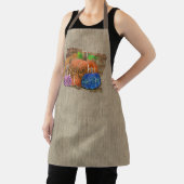 Herfst leopard drukt najaarpompoenen af op spelden schort (Insitu)