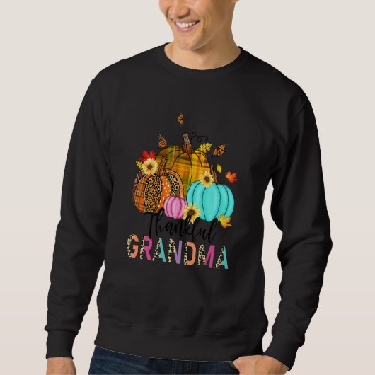 Herfst Leopard Pset Pumpkins Thankful Grandma Trui (Voorkant)
