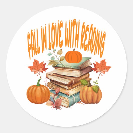 Herfst Leraar, Boekenliefhebber, Herfst Lezen Ronde Sticker (Voorkant)