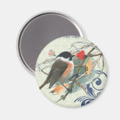 Herfst Leuke Vogel Zittend op Tak Magneet (Voorkant / Achterkant)