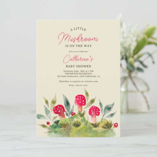 Herfst Leuke waterverf kleine paddenstoel baby sho Kaart (Staand voorkant)