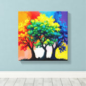 Herfst Levendige Bomen Wall Art 3D Multicolor Canvas Afdruk (Insitu (Houten vloer))