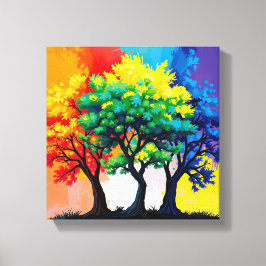 Herfst Levendige Bomen Wall Art 3D Multicolor Canvas Afdruk