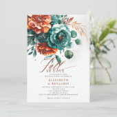 Herfst liefde Blauwgroen verbrande Sinaasappel bru Kaart (Staand voorkant)