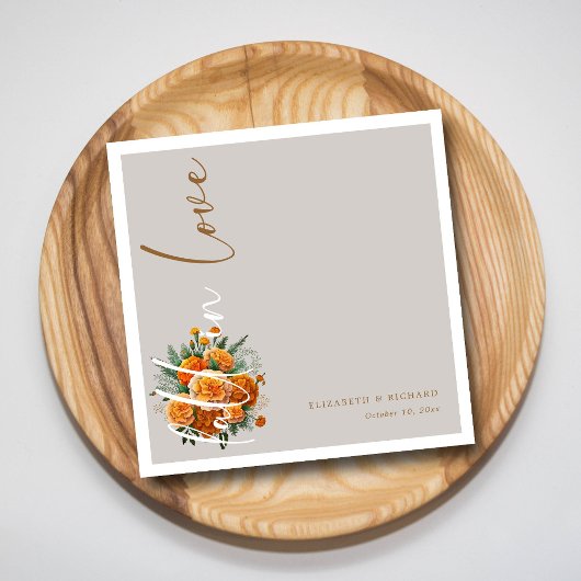 Herfst Liefde Bloeit Elegant Herfst Script Bruilof Servet