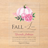 Herfst Liefde Blush Roze Pompoen Rustiek Vrijgezel Acryl Uitnodigingen (Voorkant)