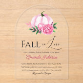 Herfst Liefde Blush Roze Pompoen Rustiek Vrijgezel Acryl Uitnodigingen (Voorkant)