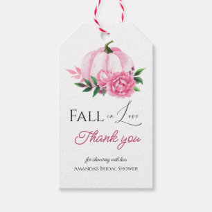 Herfst Liefde Blush Roze Pompoen Rustiek Vrijgezel Cadeaulabel