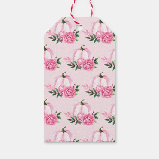 Herfst Liefde Blush Roze Pompoen Rustiek Vrijgezel Cadeaulabel (Achterkant)