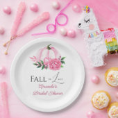 Herfst Liefde Blush Roze Pompoen Rustiek Vrijgezel Papieren Bordje (Feest)