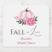 Herfst Liefde Blush Roze Pompoen Rustiek Vrijgezel Sparkling Wijnetiket (Enkel label)