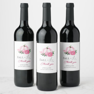 Herfst Liefde Blush Roze Pompoen Rustiek Vrijgezel Wijn Etiket