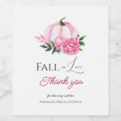 Herfst Liefde Blush Roze Pompoen Rustiek Vrijgezel Wijn Etiket (Enkel label)