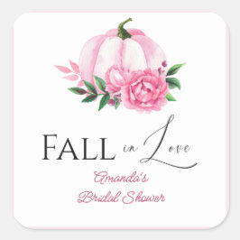 Herfst Liefde Blush Roze Pompoen Rustieke Bruids S Vierkante Sticker