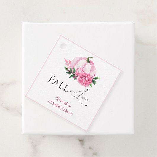 Herfst Liefde Blush Roze Pompoen Rustieke Bruidsdo Bedankjes Labels (In situ)