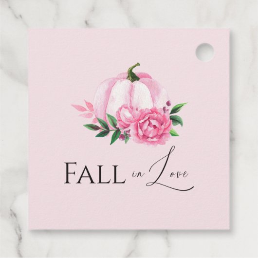 Herfst Liefde Blush Roze Pompoen Rustieke Bruidsdo Bedankjes Labels (Achterkant)
