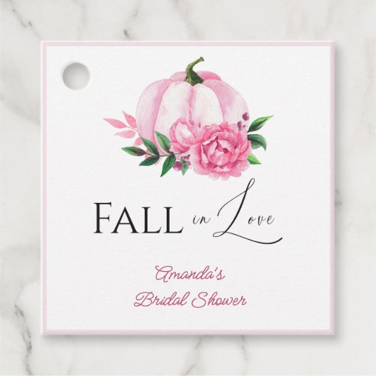 Herfst Liefde Blush Roze Pompoen Rustieke Bruidsdo Bedankjes Labels (Voorkant)