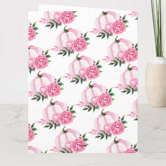 Herfst Liefde Blush Roze Pompoen Rustieke Bruidsdo Bedankkaart (Achterkant)