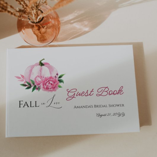 Herfst Liefde Blush Roze Pompoen Rustieke Bruidsdo Gastenboek